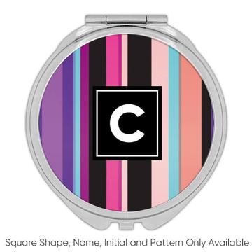 Stripes Modern : Gift Compact Mirror Home Decor Black Pink Purple