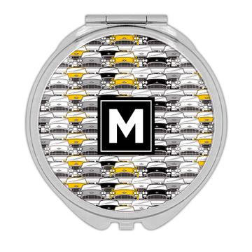 Taxi Pattern : Gift Compact Mirror Seamless Cars Cabs Automobile NYC Retro Garage Wall Decor