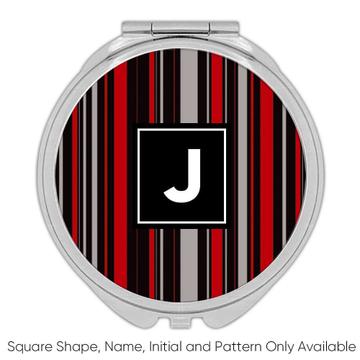 Stripes : Gift Compact Mirror Black Red Grey Home Decor Modern Pattern Abstract