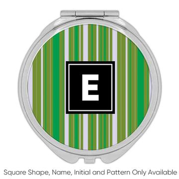 Stripes : Gift Compact Mirror Green Tones Grey Home Decor Modern Pattern Abstract