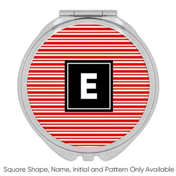 Horizontal Stripes : Gift Compact Mirror Red Home Decor Modern Pattern Abstract