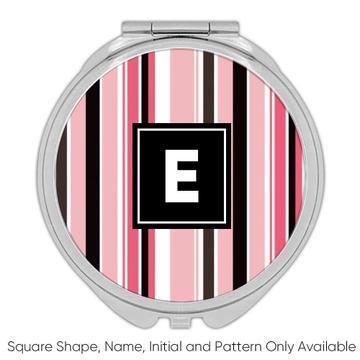 Vertical Stripes : Gift Compact Mirror Design Black and Pink Home Decor Modern