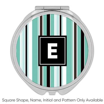 Vertical Stripes : Gift Compact Mirror Design Black and Mint Green Home Decor Modern