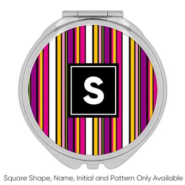 Stripes : Gift Compact Mirror Purple White Pink Home Decor Modern Pattern Abstract