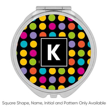Colorful Polka Dots : Gift Compact Mirror Cute Home Decor Black Abstract Pattern Shapes Neutral