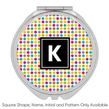 Colorful Polka Dots : Gift Compact Mirror Cute Home Decor White Abstract Pattern Shapes Neutral