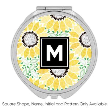 Graphic Sunflower Design : Gift Compact Mirror Pattern Leaves Modern Home Decor Kitchen Garden