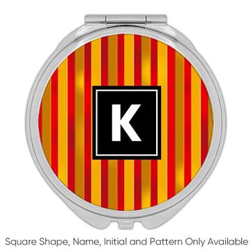 Stripes Pattern : Gift Compact Mirror Abstract Line Terracotta Colors Home Wall Decor Border