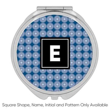 Mandala : Gift Compact Mirror Abstract Modern Decor Blue Esoteric Pattern