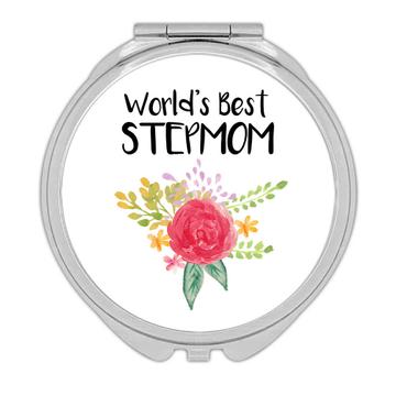World’s Best Stepmom : Gift Compact Mirror Family Cute Flower Christmas Birthday