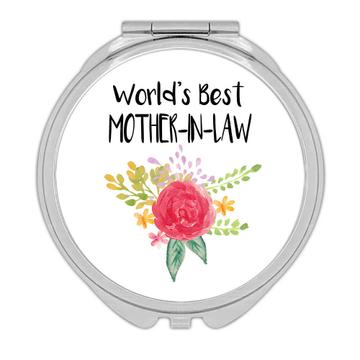 World’s Best Mother-in-Law : Gift Compact Mirror Family Cute Flower Christmas Birthday