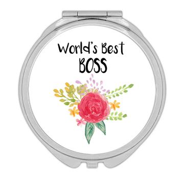 World’s Best Boss : Gift Compact Mirror Work Job Cute Flower Christmas Birthday