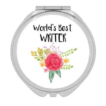 World’s Best Writer : Gift Compact Mirror Work Job Cute Flower Christmas Birthday