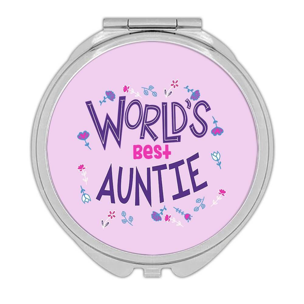 Gift Compact Mirror : Worlds Best AUNTIE Great Floral Birthday Family Aunt - Picture 2 of 3