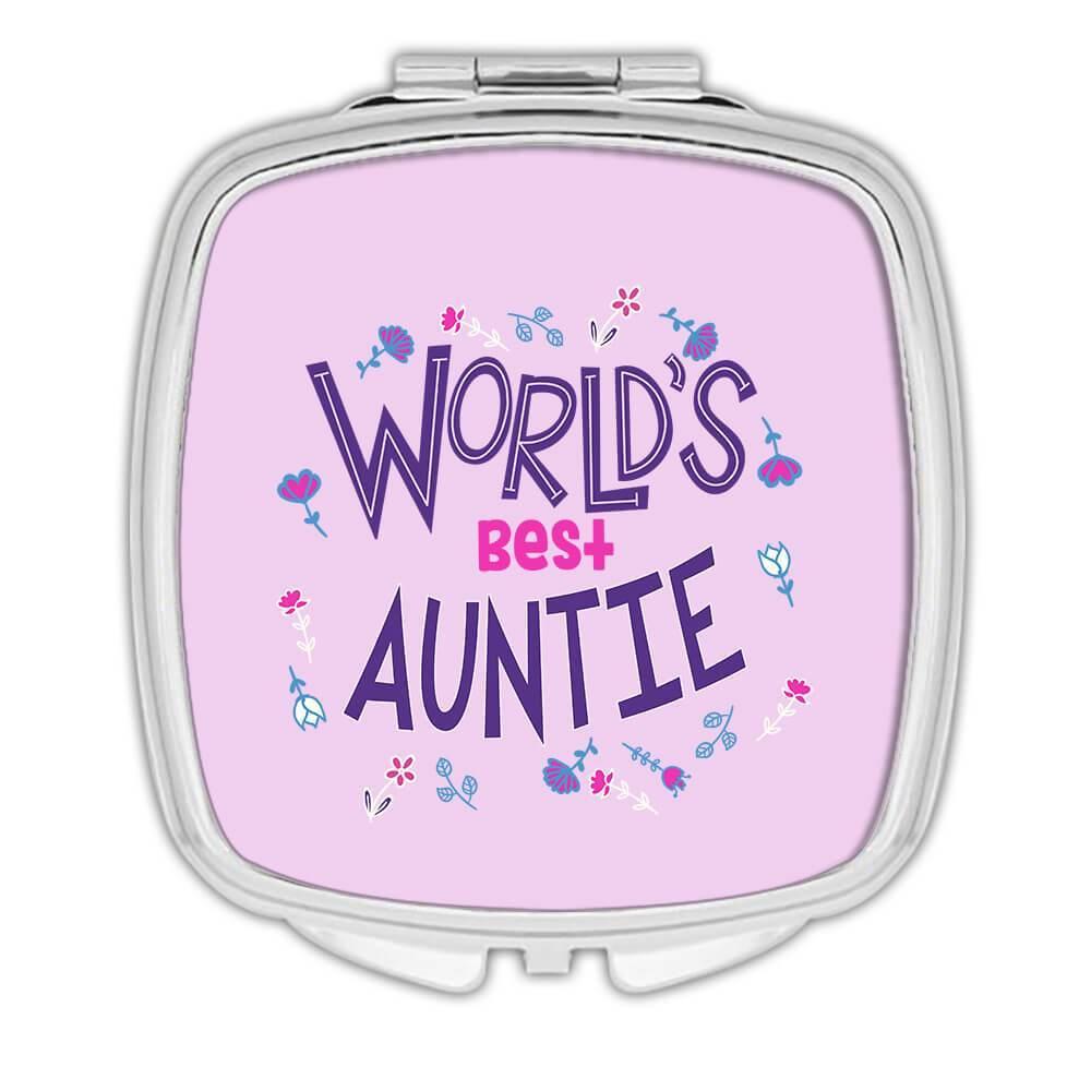 Gift Compact Mirror : Worlds Best AUNTIE Great Floral Birthday Family Aunt - Picture 3 of 3