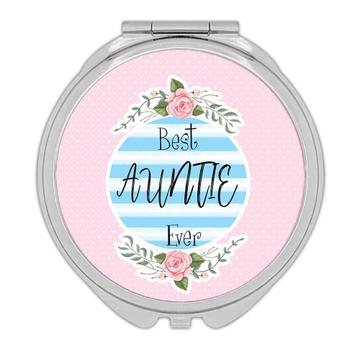 Best AUNTIE Ever : Gift Compact Mirror Christmas Cute Birthday Stripes Blue Aunt