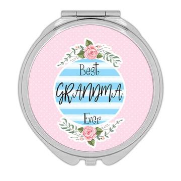 Best GRANDMA Ever : Gift Compact Mirror Christmas Cute Birthday Stripes Blue Grandmother