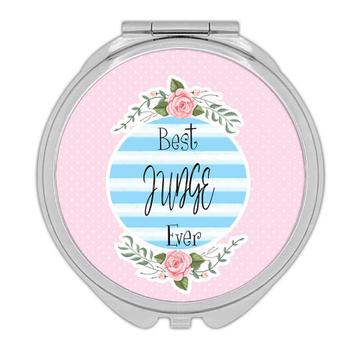 Best JUDGE Ever : Gift Compact Mirror Christmas Cute Birthday Stripes Blue