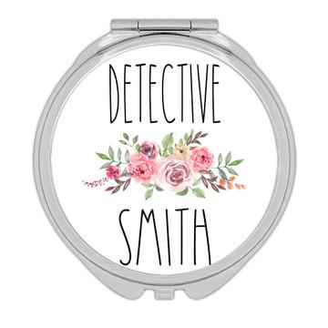 Personalized Detective Boho Name : Gift Compact Mirror Floral Roses Flowers Customizable