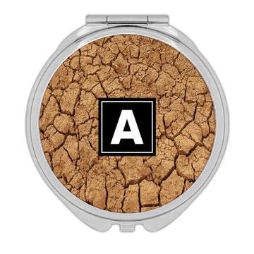 Cracked Soil Texture Print : Gift Compact Mirror Abstract Dry Natural For Scrapbook Handicraft