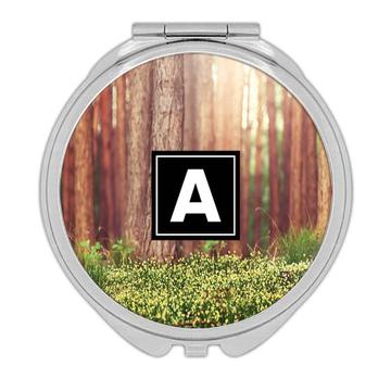 Sunset Forest Trees : Gift Compact Mirror Grass Flower Nature Wood Wall Photo Home Decor Trunks
