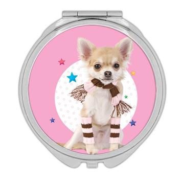 Chihuahua Polka Dots : Gift Compact Mirror Cute Sweet Pet Animal Dog Patchwork Winter Puppy