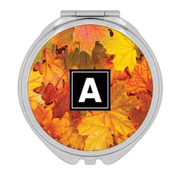 Maple Leaf Leaves : Gift Compact Mirror Fall Autumn Thanksgiving Abstract Nature Seamless Pattern