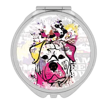 Bulldog Collage : Gift Compact Mirror Urban Artistic Art Patchwork Pencil Sketch Dog Dogs