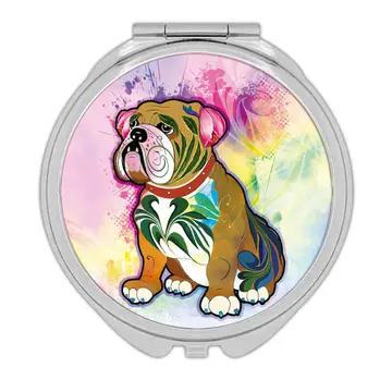 Bulldog Fusion Colorful : Gift Compact Mirror Dog Pet Animal CuteWatercolor