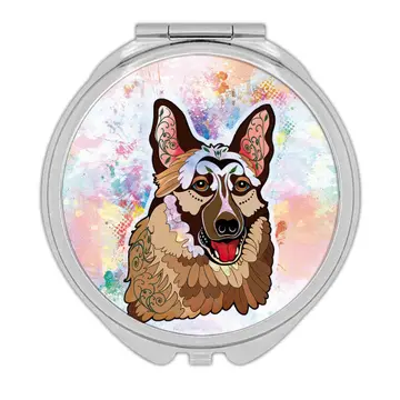German Shepherd Fusion Colorful : Gift Compact Mirror Dog Pet Animal CuteWatercolor