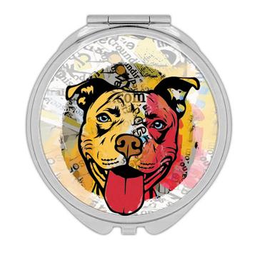 Pitbull Collage : Gift Compact Mirror Urban Artistic Art Patchwork Pencil Sketch Dog Dogs