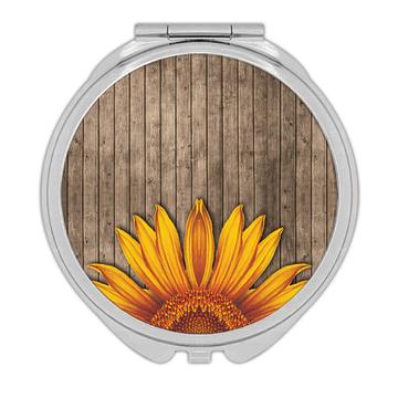 Sunflower : Gift Compact Mirror Flower Floral Yellow Decor For Her Feminine Woman Women