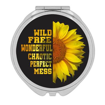 Sunflower Wild Free Perfect : Gift Compact Mirror Flower Floral Yellow Decor Mess