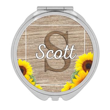 Sunflower Personalized Name : Gift Compact Mirror Flower Floral Yellow Decor Scott Customizable
