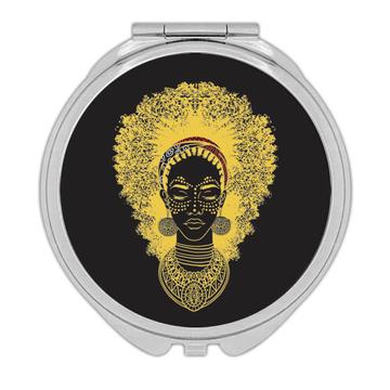 African Woman : Gift Compact Mirror Ethnic Art Black Culture Ethno
