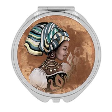African Woman Portrait Profile : Gift Compact Mirror Ethnic Art Black Culture Ethno