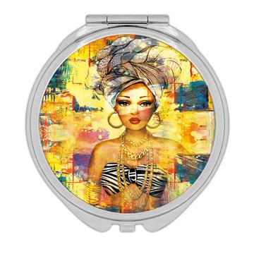 African Woman Portrait Profile : Gift Compact Mirror Ethnic Art Black Culture Ethno
