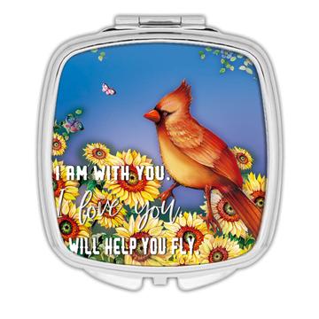 Cardinal Sunflowers : Gift Compact Mirror Bird Grieving Lost Loved One Grief Healing Rememberance
