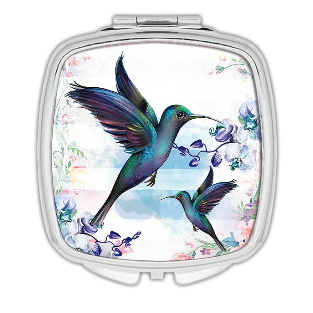 Gift Compact Mirror : Hummingbird Bird Beautiful Flowers Decor Ecology Nature - Picture 3 of 3