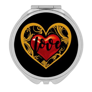 Heart Love Arabesque : Gift Compact Mirror Valentines Day Love Romantic Girlfriend Wife Boyfriend