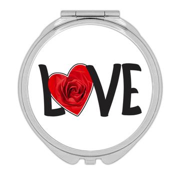Heart Red Rose : Gift Compact Mirror Valentines Day Love Romantic Girlfriend Wife Boyfriend