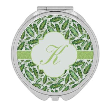 Personalized Botanical : Gift Compact Mirror Leaves Nature Name Initial Ecology Ecologic Modern Leaf