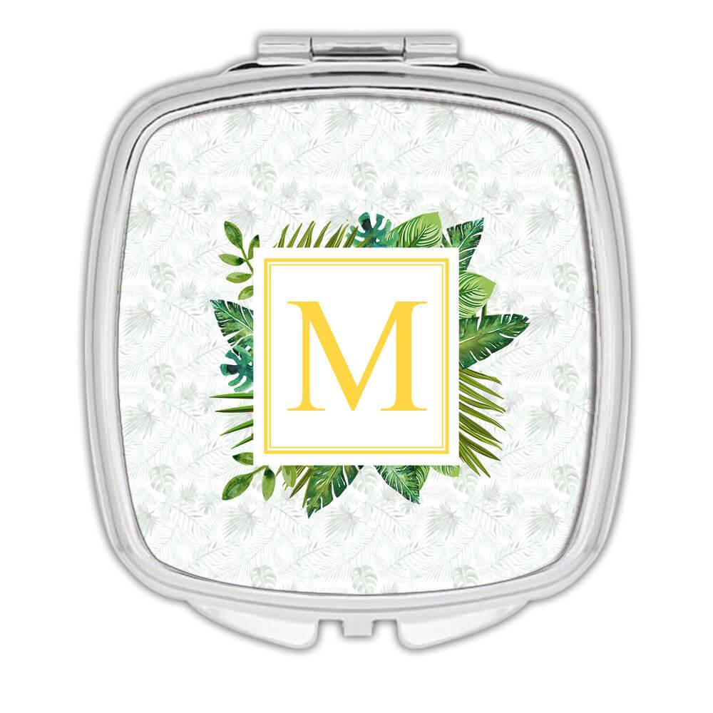 Geschenk Kompaktspiegel: Personalisierte Botanische Blätter Natur Name Initiale Ökologie - Bild 3 von 7