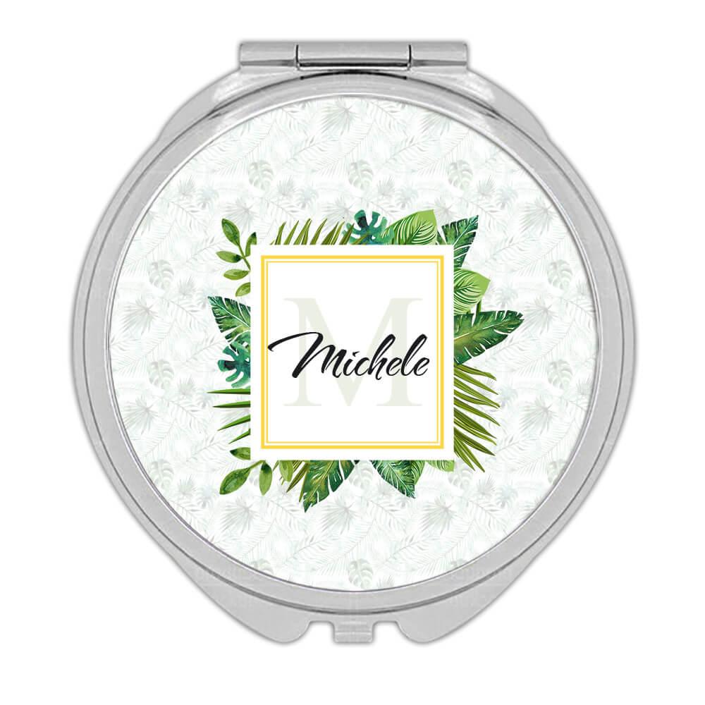 Geschenk Kompaktspiegel: Personalisierte Botanische Blätter Natur Name Initiale Ökologie - Bild 4 von 7