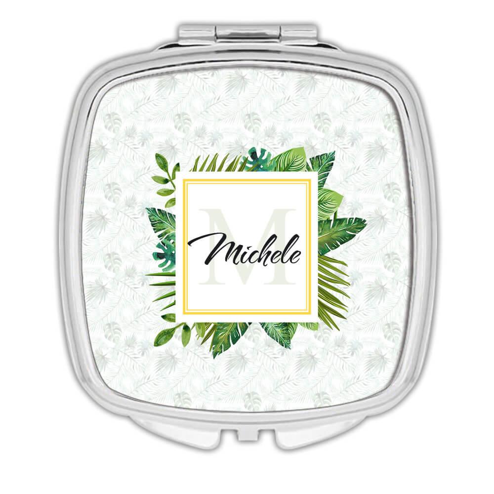 Geschenk Kompaktspiegel: Personalisierte Botanische Blätter Natur Name Initiale Ökologie - Bild 5 von 7