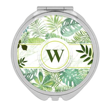 Personalized Botanical : Gift Compact Mirror Leaves Nature Name Initial Ecology Ecologic Modern Leaf