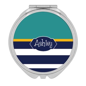 Horizontal Lines Marine Office : Gift Compact Mirror Abstract Stripes Nautical Style Coworker Sea