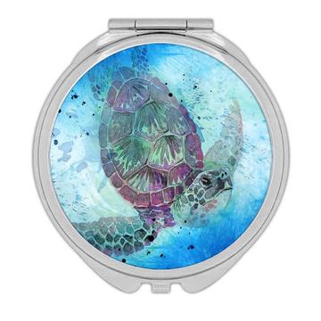 Watercolor Turtle : Gift Compact Mirror Ocean Animal Nature Protector Painting Art Yoga Trends