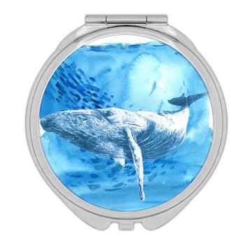 Humpback Whale Watercolor Art Print : Gift Compact Mirror Ocean Animal Water Nature Protection