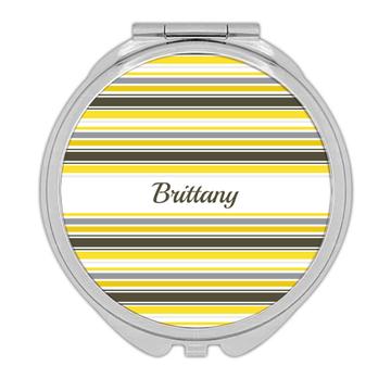 Vibrant Stripes : Gift Compact Mirror Horizontal Lines Yellow Office Abstract Art Print Cute Funky
